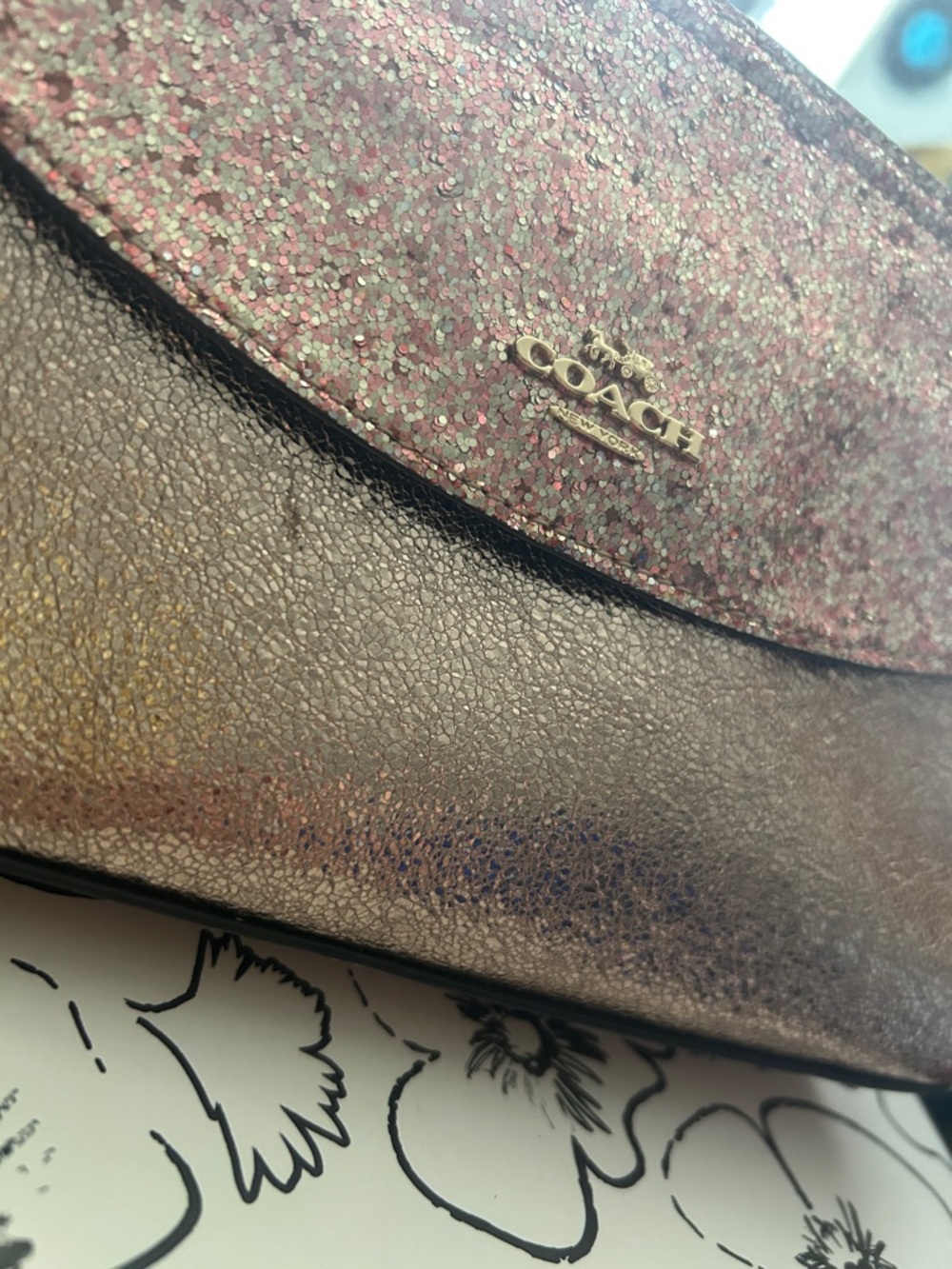Coach Flap Clutch in Rose Gold Crinkle
Metallic Glitter wristlet/clutch - Picture 2 of 13